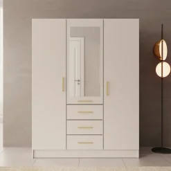 Komodo - Kledingkast met 3 deuren - Beige - 151x61x201 cm