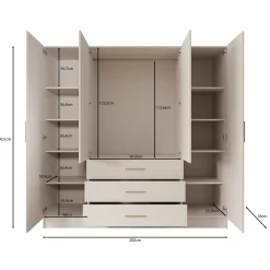 Komodo - Kledingkast met 4 deuren - Wit - 200x61x201 cm