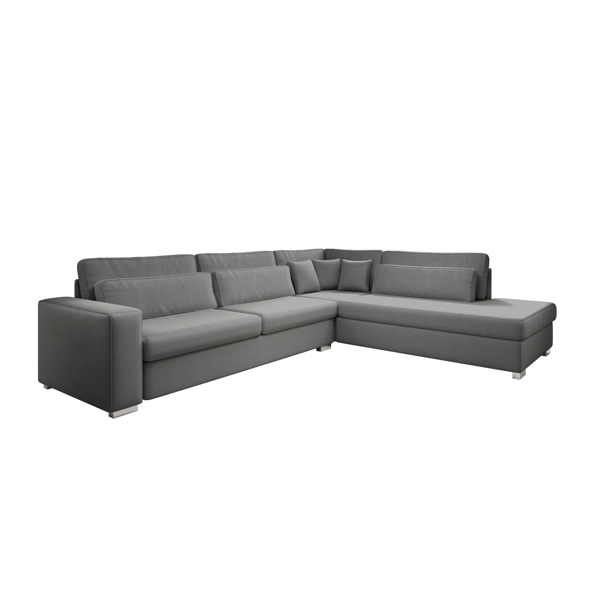 Kristina - Hoekbank 5-zits - Grijs velvet - Rechts - 320x245x88 cm