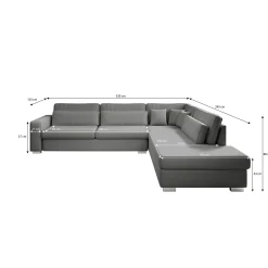 Kristina - Hoekbank 5-zits - Grijs velvet - Rechts - 320x245x88 cm