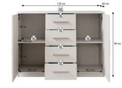 Ladekast Blake - Wit - 120x40x90 cm