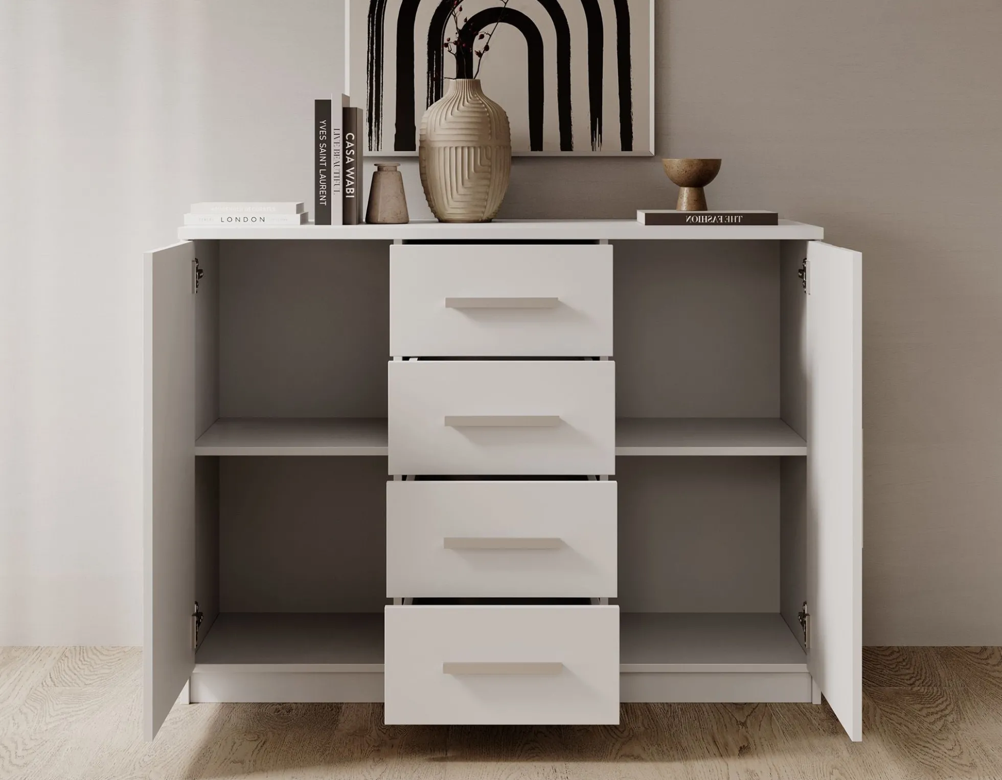 Ladekast Blake - Wit - 120x40x90 cm