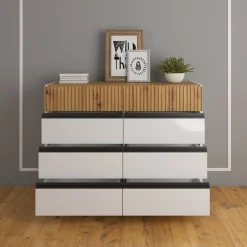 Ladekast Madeline 3 - Wit - 112x40x87 cm