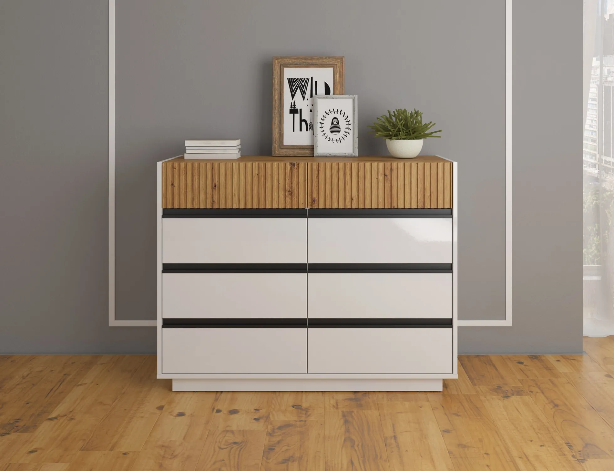 Ladekast Madeline 3 - Wit - 112x40x87 cm