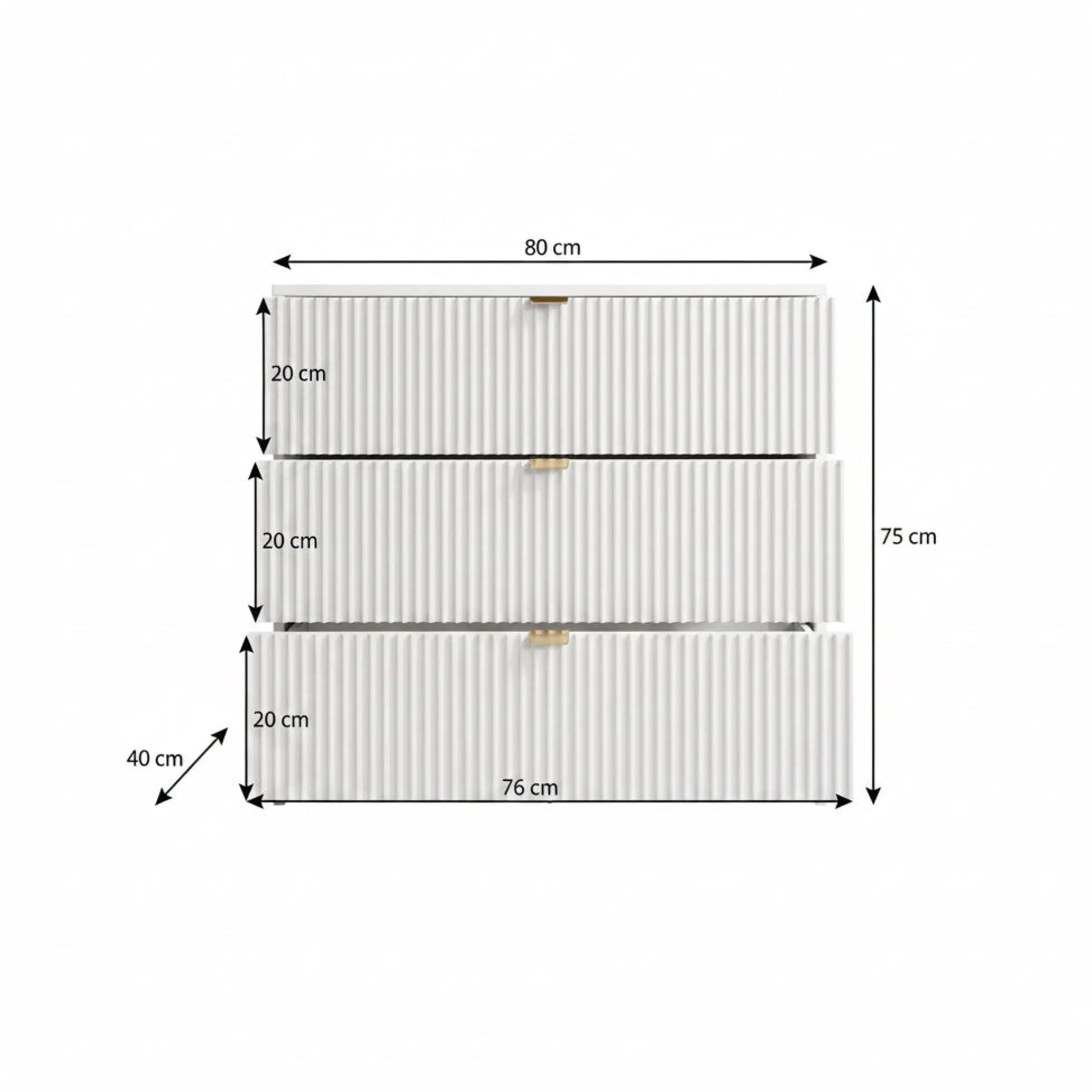 Ladekast Tavares - Zwart - 80 cm
