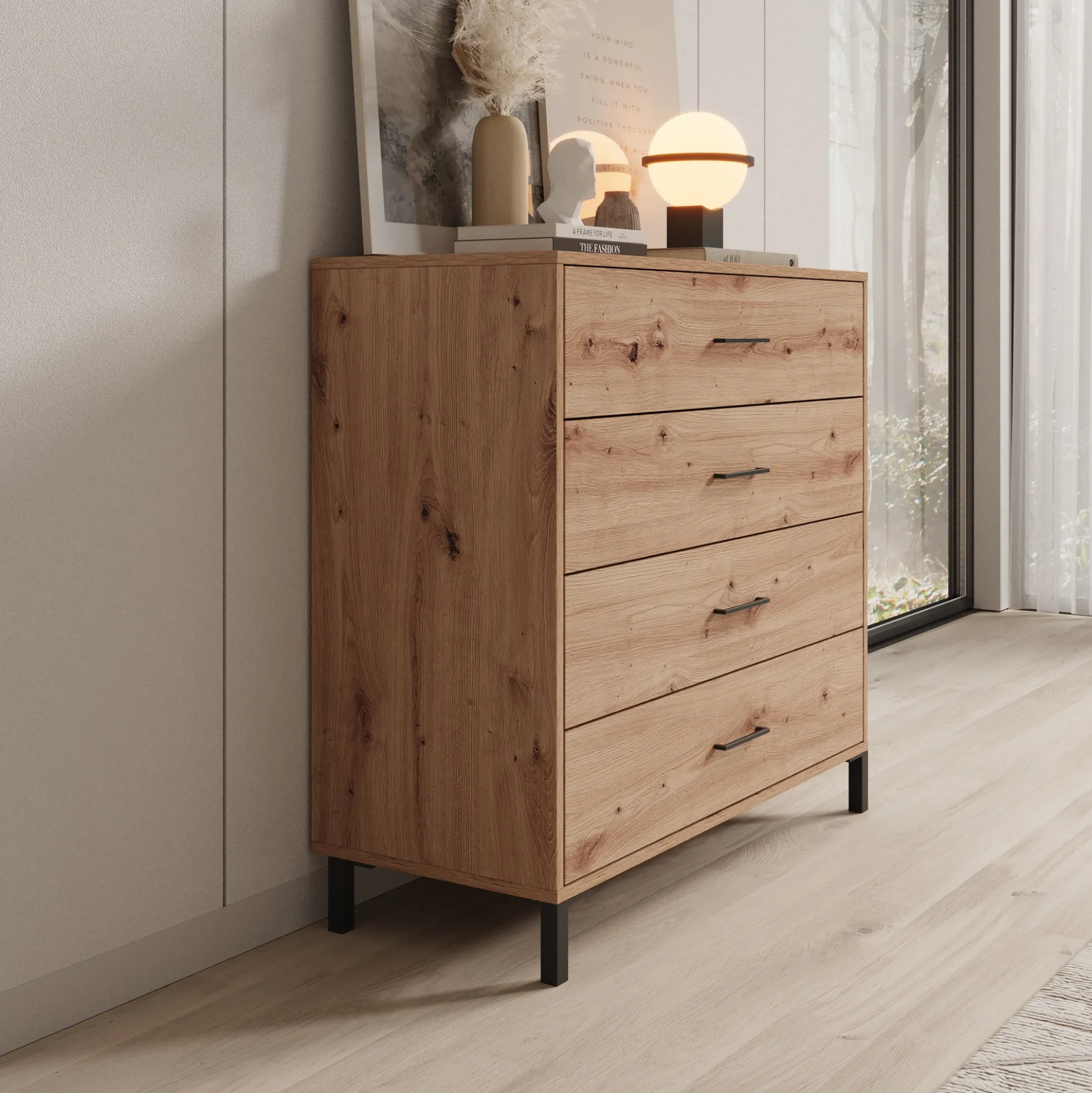 Ladekast Vidor - Eiken - 93x40x90 cm