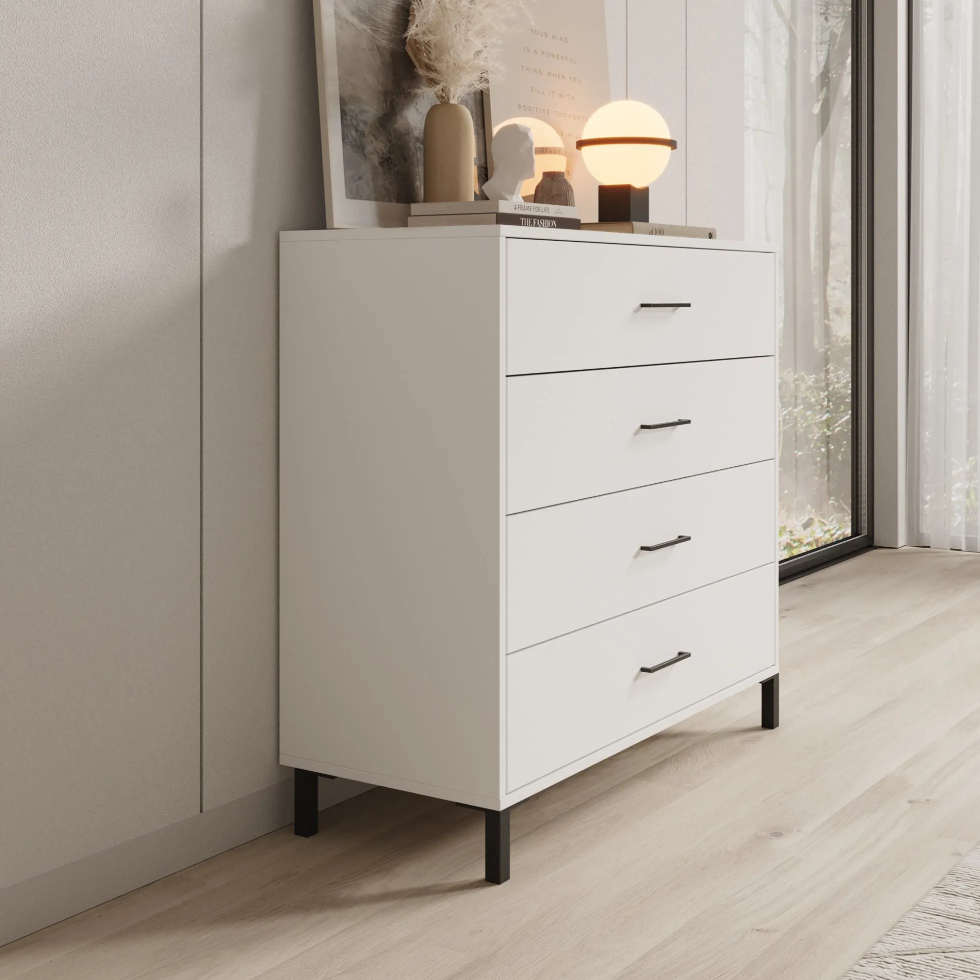 Ladekast Vidor - Wit - 93x40x90 cm