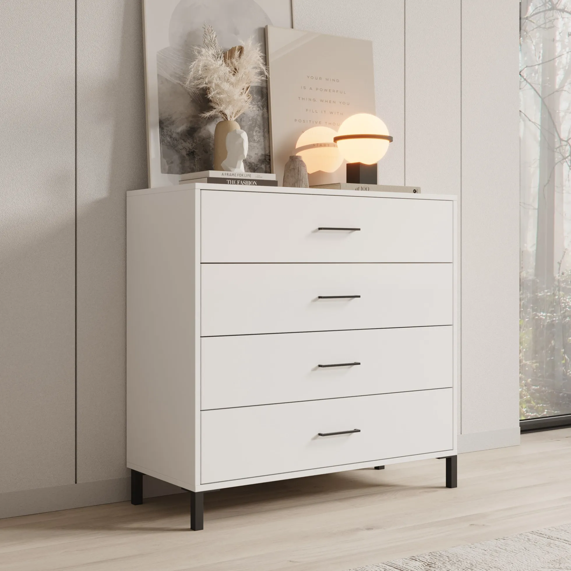 Ladekast Vidor - Wit - 93x40x90 cm