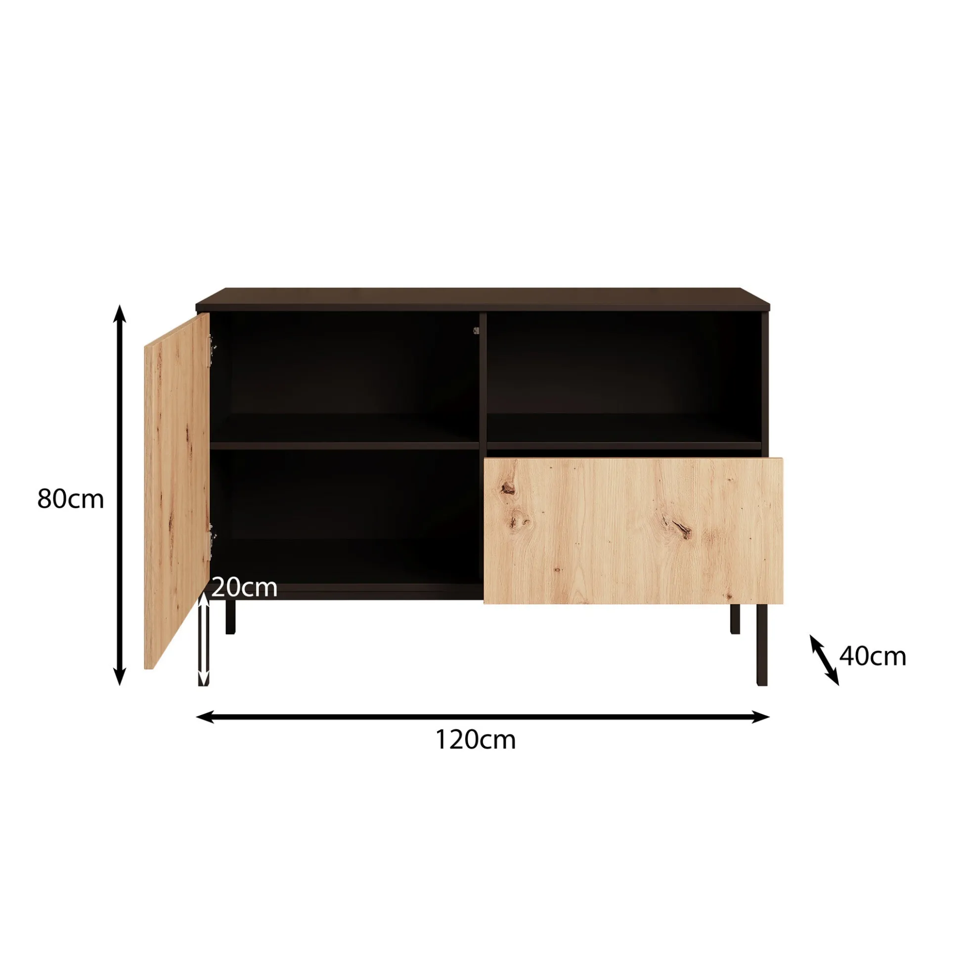 Lagos - Dressoir - Zwart - 120x40x80 cm