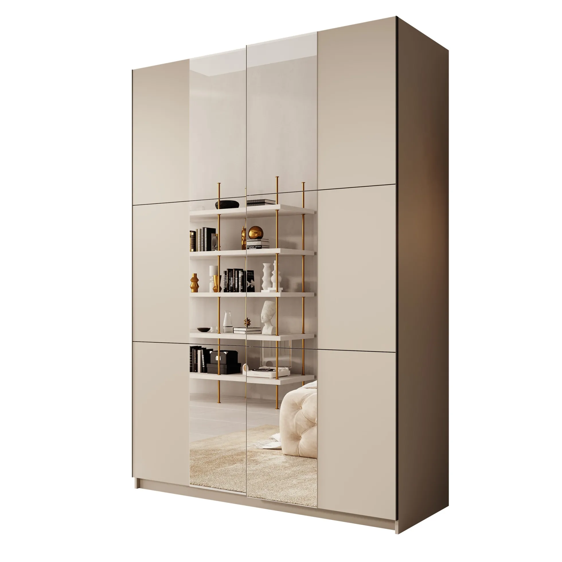 Landon - Kledingkast met schuifdeuren - Beige - 150x58x218 cm