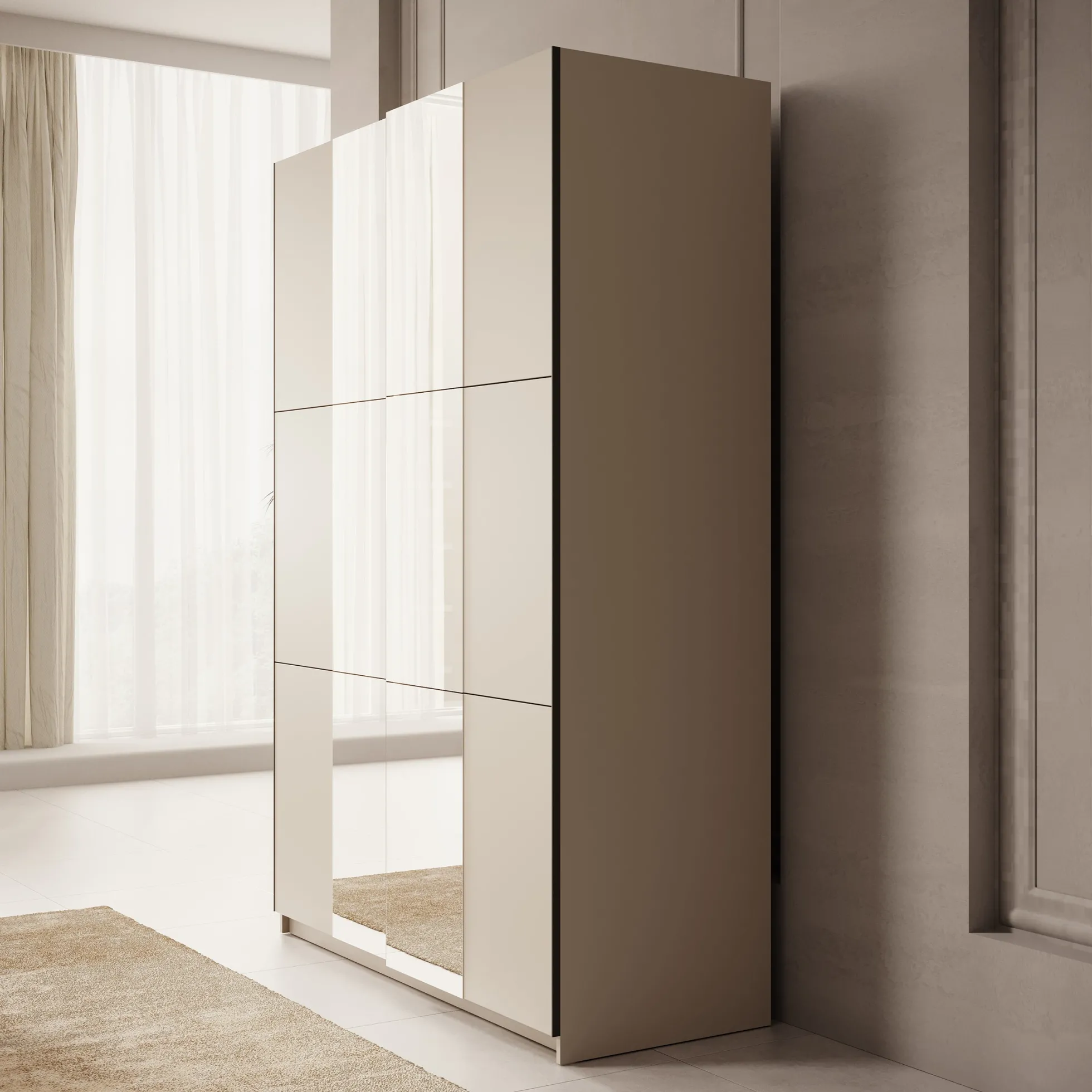 Landon - Kledingkast met schuifdeuren - Beige - 150x58x218 cm