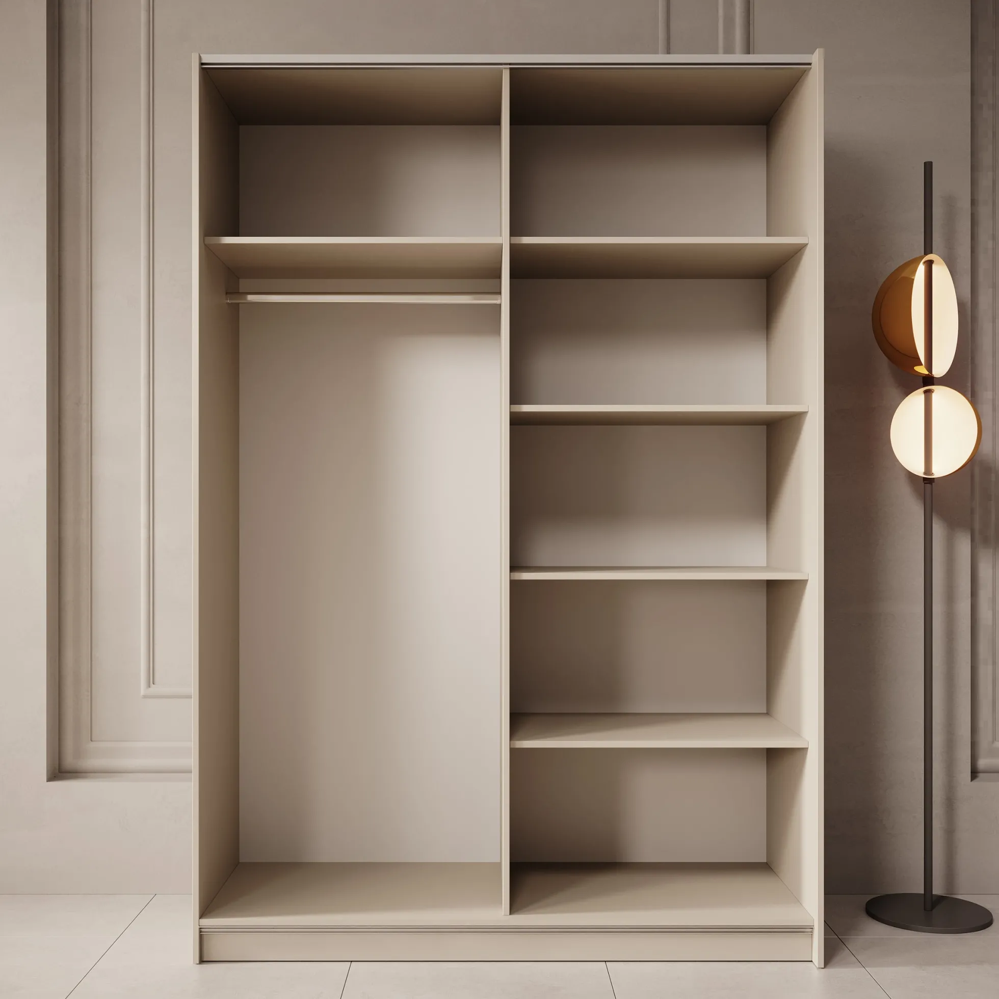 Landon - Kledingkast met schuifdeuren - Beige - 150x58x218 cm