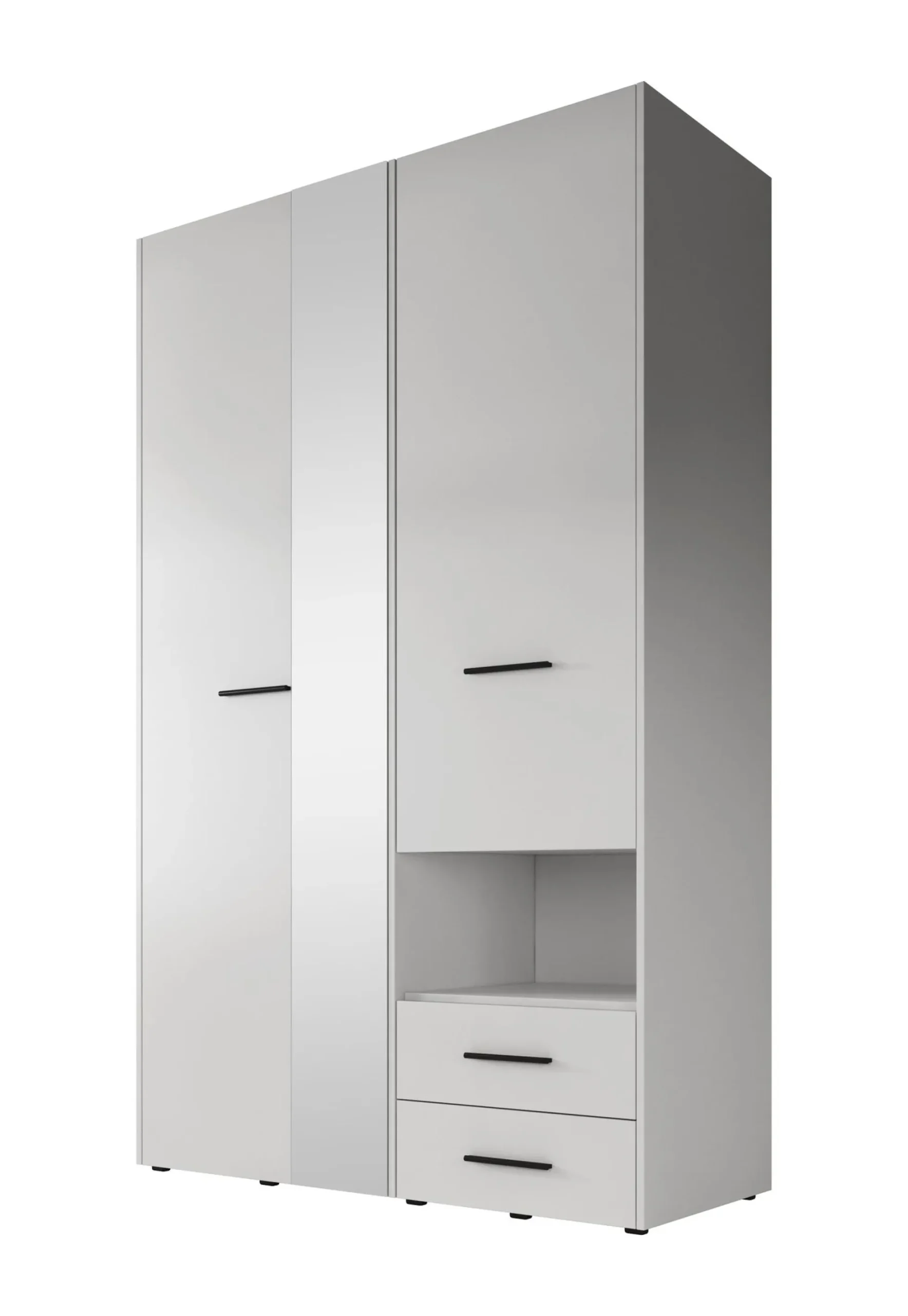 Laura - Kledingkast met deuren - Wit - 128x54x206 cm