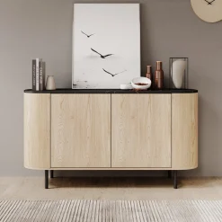 Lauran - Dressoir - Eiken/Zwart - 138x40x75 cm