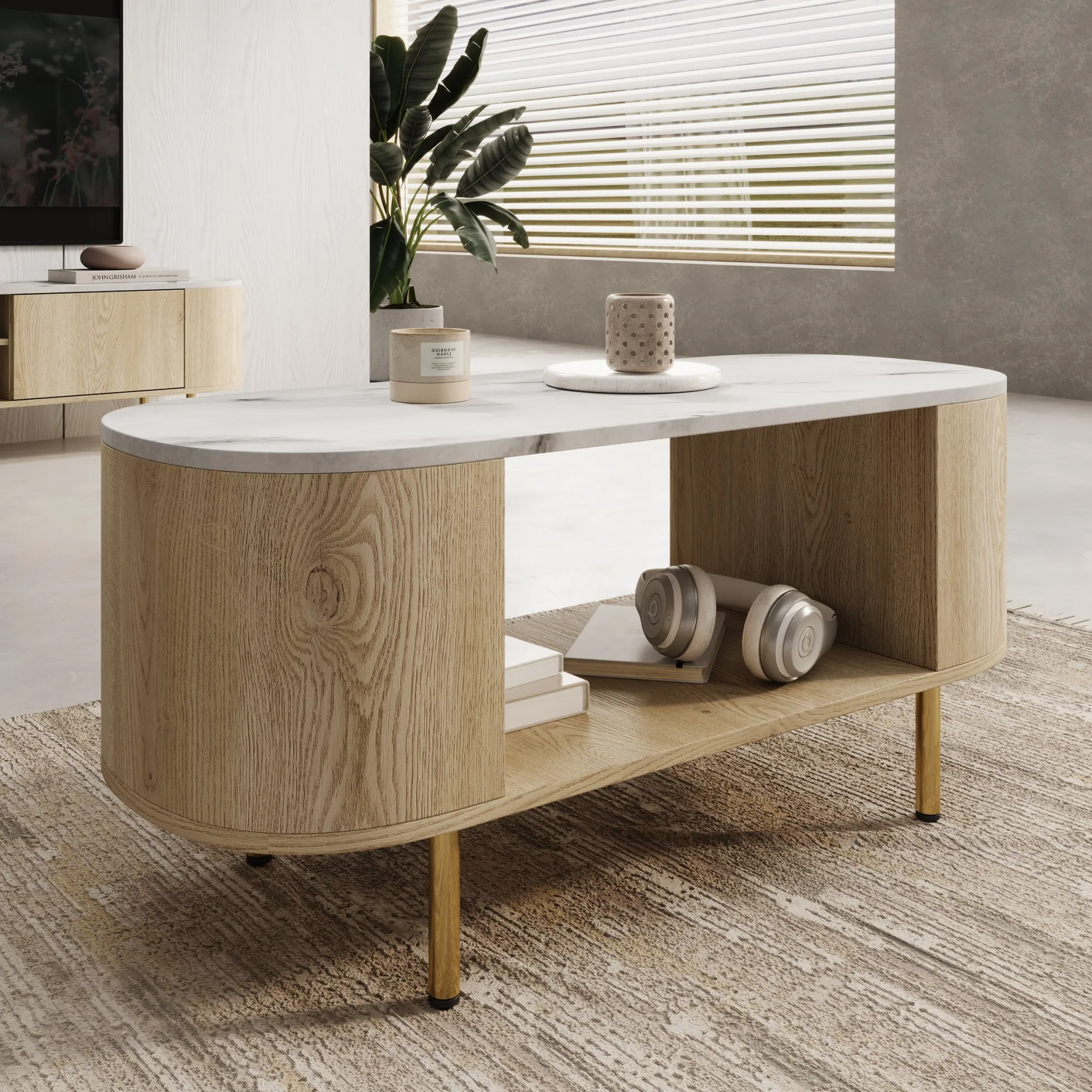Lauran - Salontafel - Eiken/Wit - 100x51x45 cm