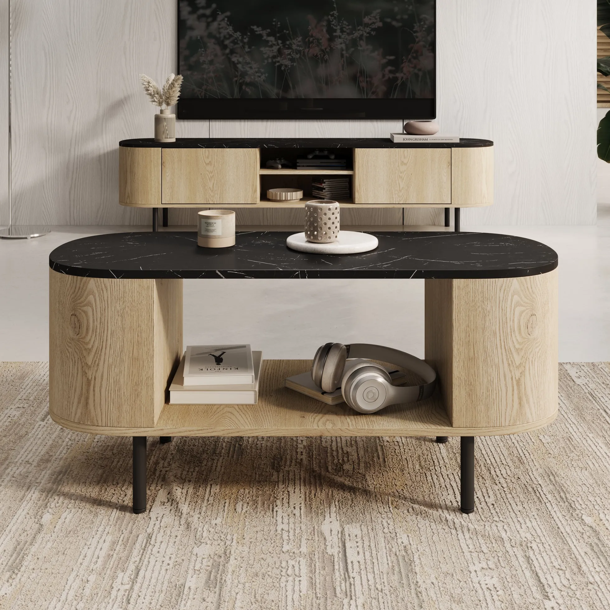 Lauran - Salontafel - Eiken/Zwart - 100x51x45 cm