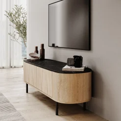 Lauran - TV-Meubel - Eiken/Zwart - 140x40x45 cm