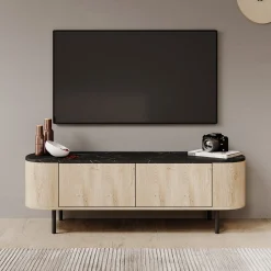 Lauran - TV-Meubel - Eiken/Zwart - 140x40x45 cm