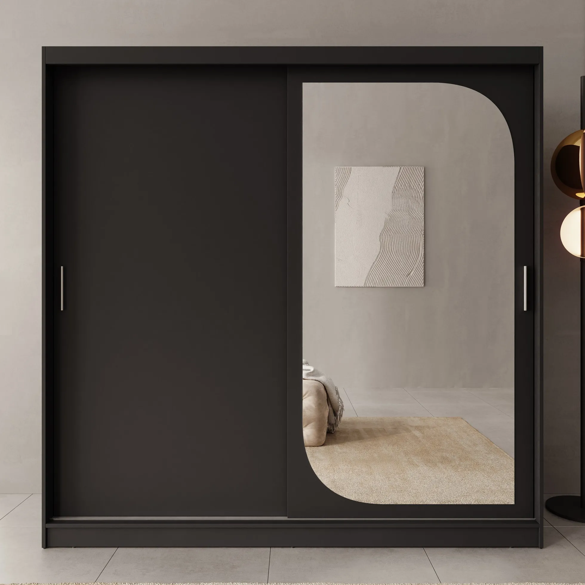 Lava - Kledingkast met 2 schuifdeuren - Zwart - 200x62x200 cm