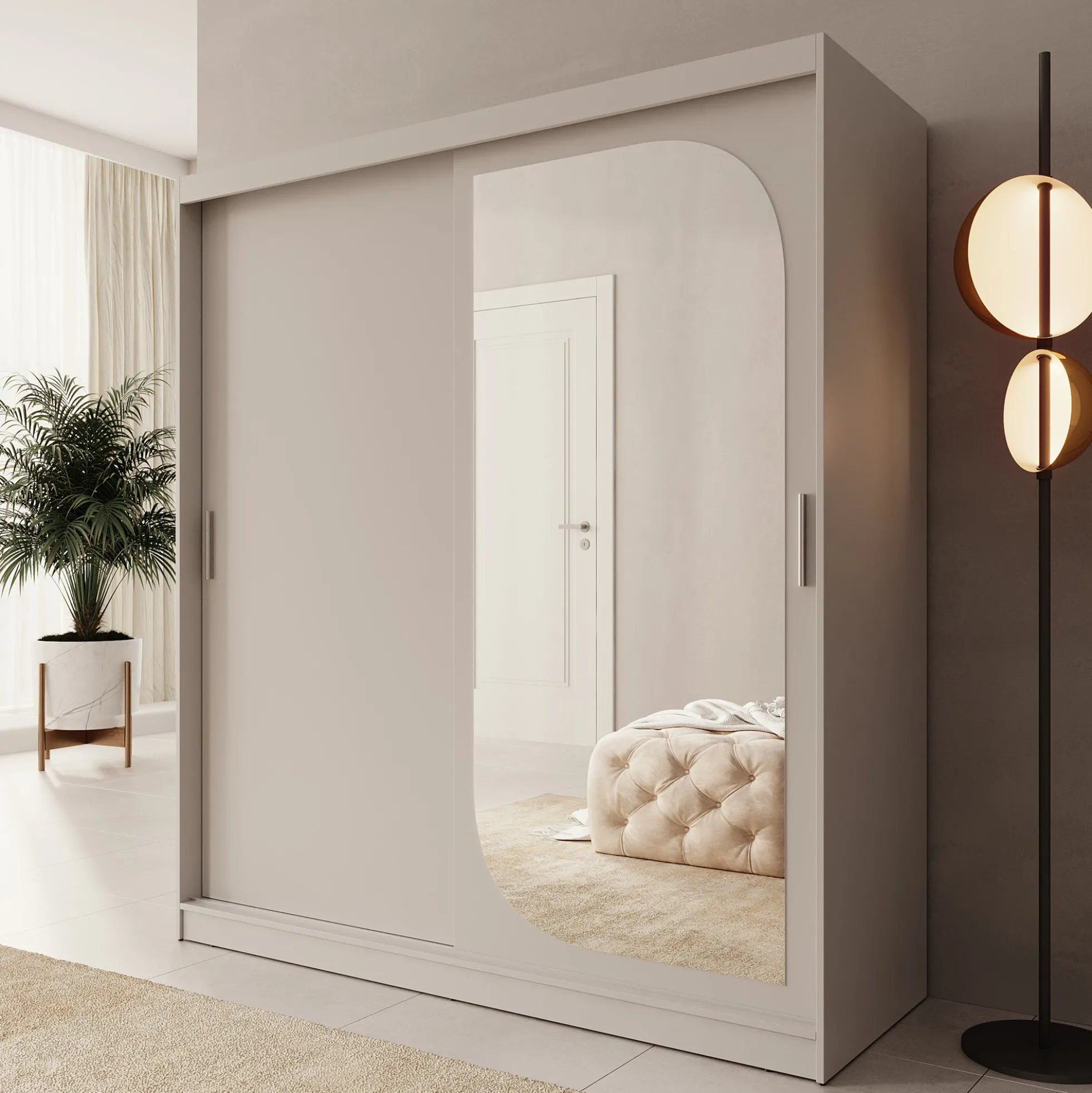 Lava - Kledingkast met 2 schuifdeuren - Beige - 180x62x200 cm