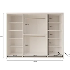Lava - Kledingkast met 3 schuifdeuren - Zwart - 250x62x200 cm
