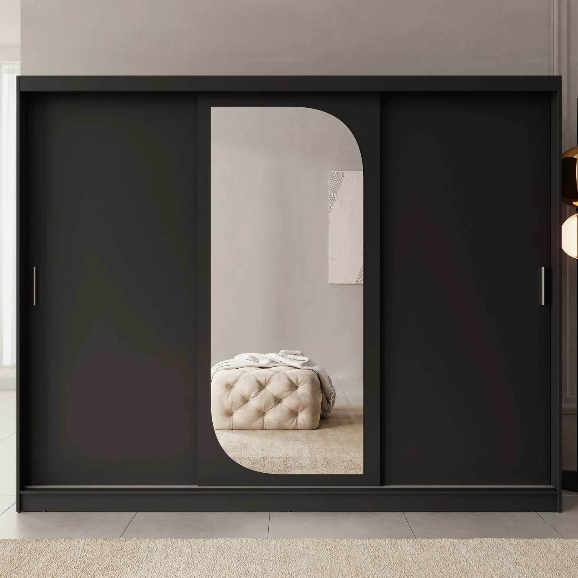 Lava - Kledingkast met 3 schuifdeuren - Zwart - 250x62x200 cm
