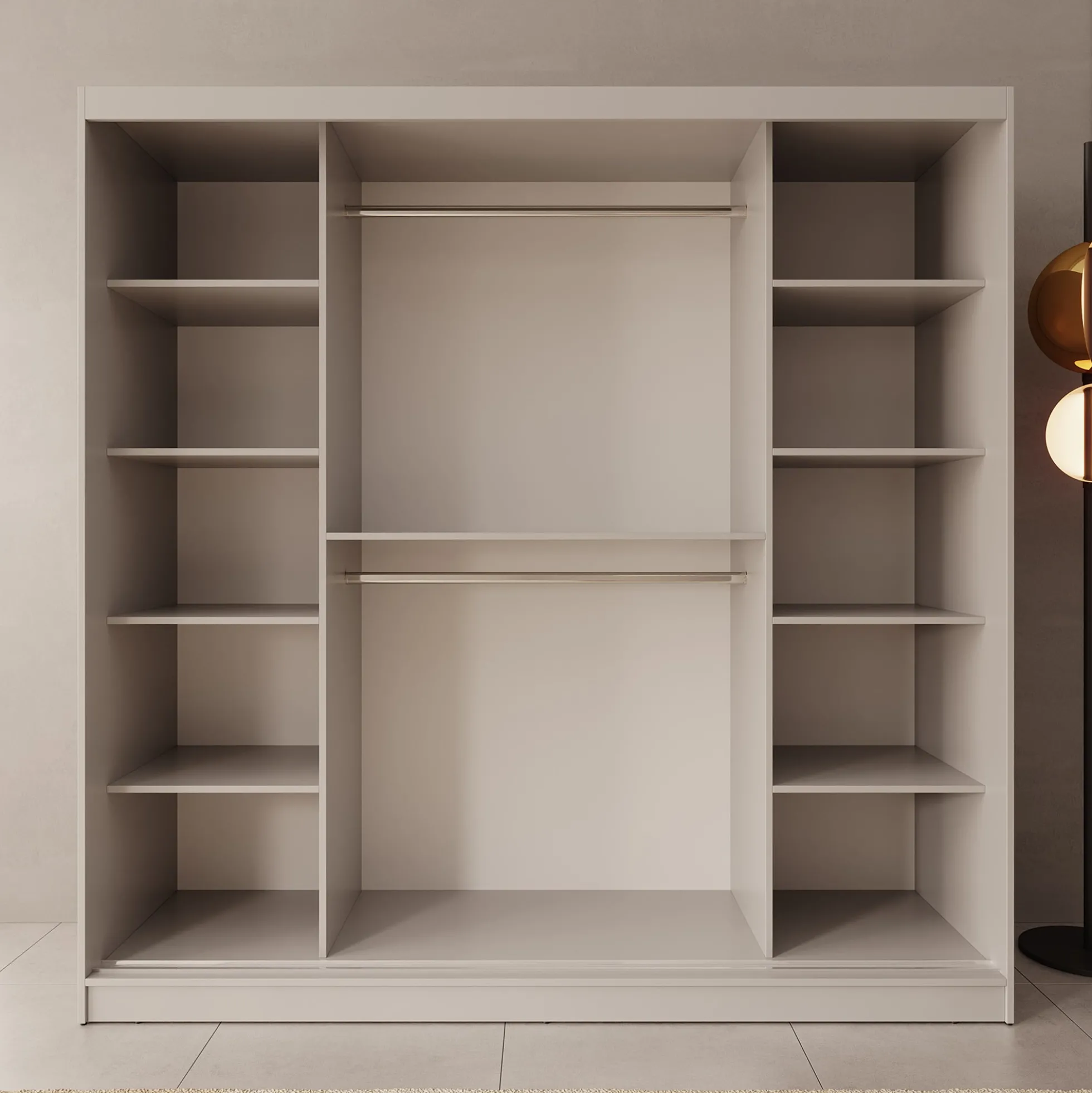 Lava - Kledingkast met 2 schuifdeuren - Beige - 200x62x200 cm
