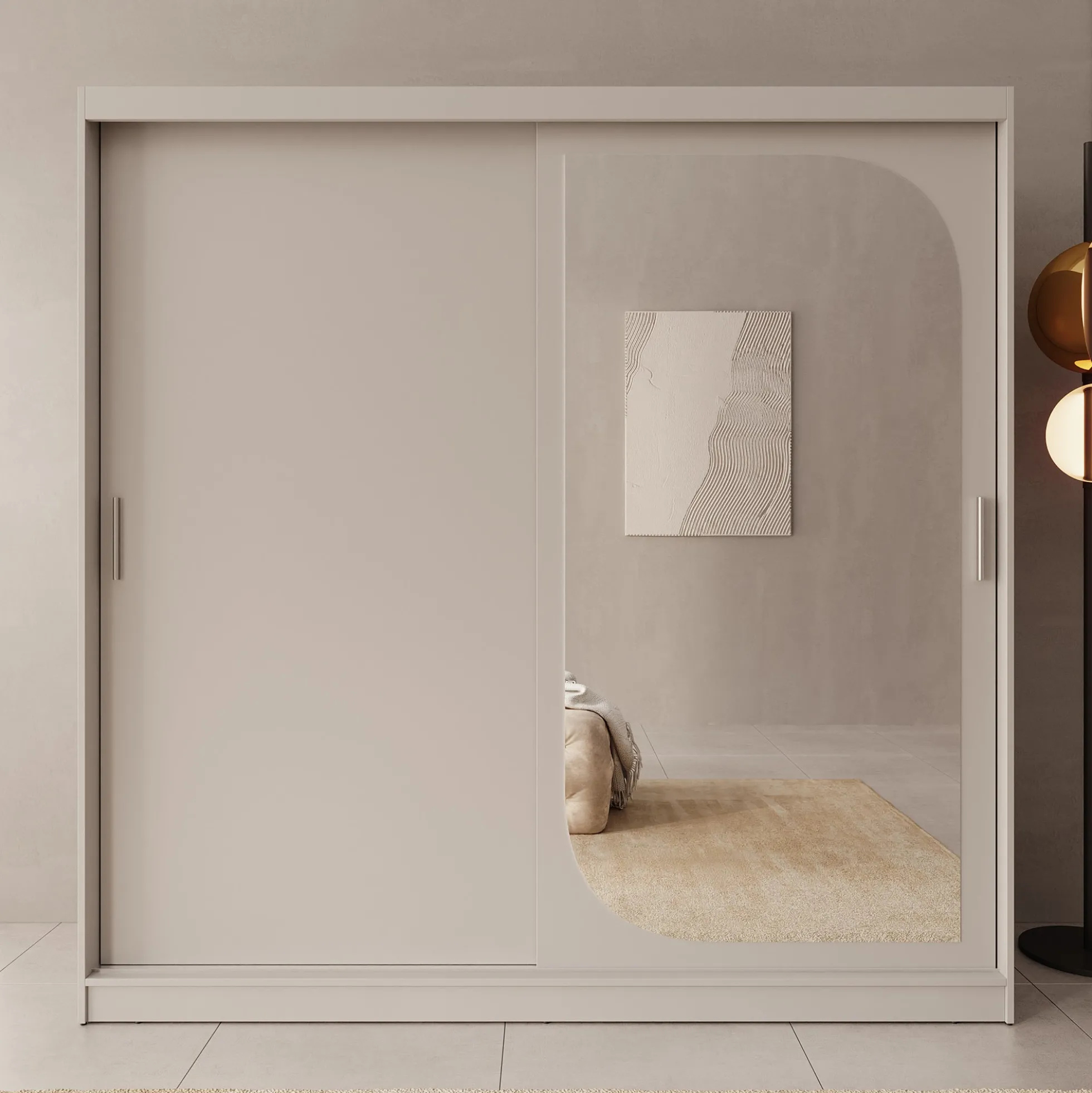 Lava - Kledingkast met 2 schuifdeuren - Beige - 200x62x200 cm