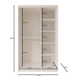 Lava - Kledingkast met 2 schuifdeuren - Zwart - 120x62x200 cm
