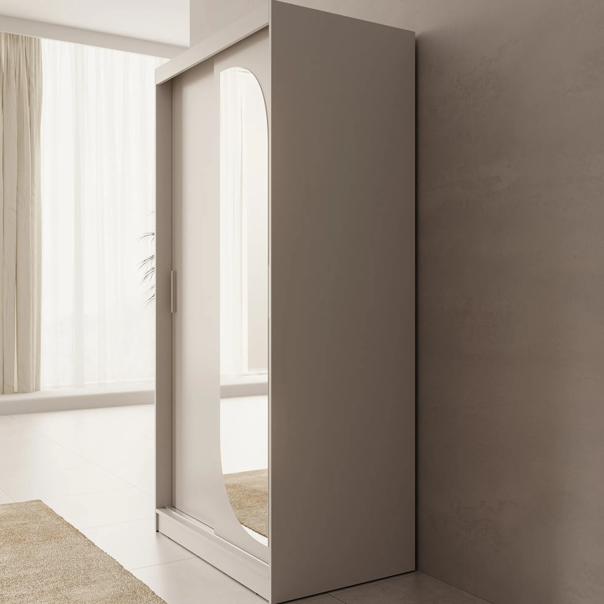 Lava - Kledingkast met 2 schuifdeuren - Beige - 100x62x200 cm