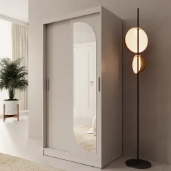 Lava - Kledingkast met 2 schuifdeuren - Beige - 100x62x200 cm