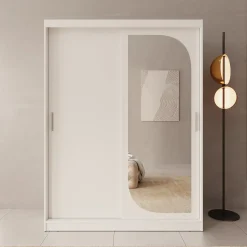 Lava - Kledingkast met 2 schuifdeuren - Wit - 150x62x200 cm