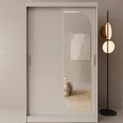 Lava - Kledingkast met 2 schuifdeuren - Beige - 120x62x200 cm