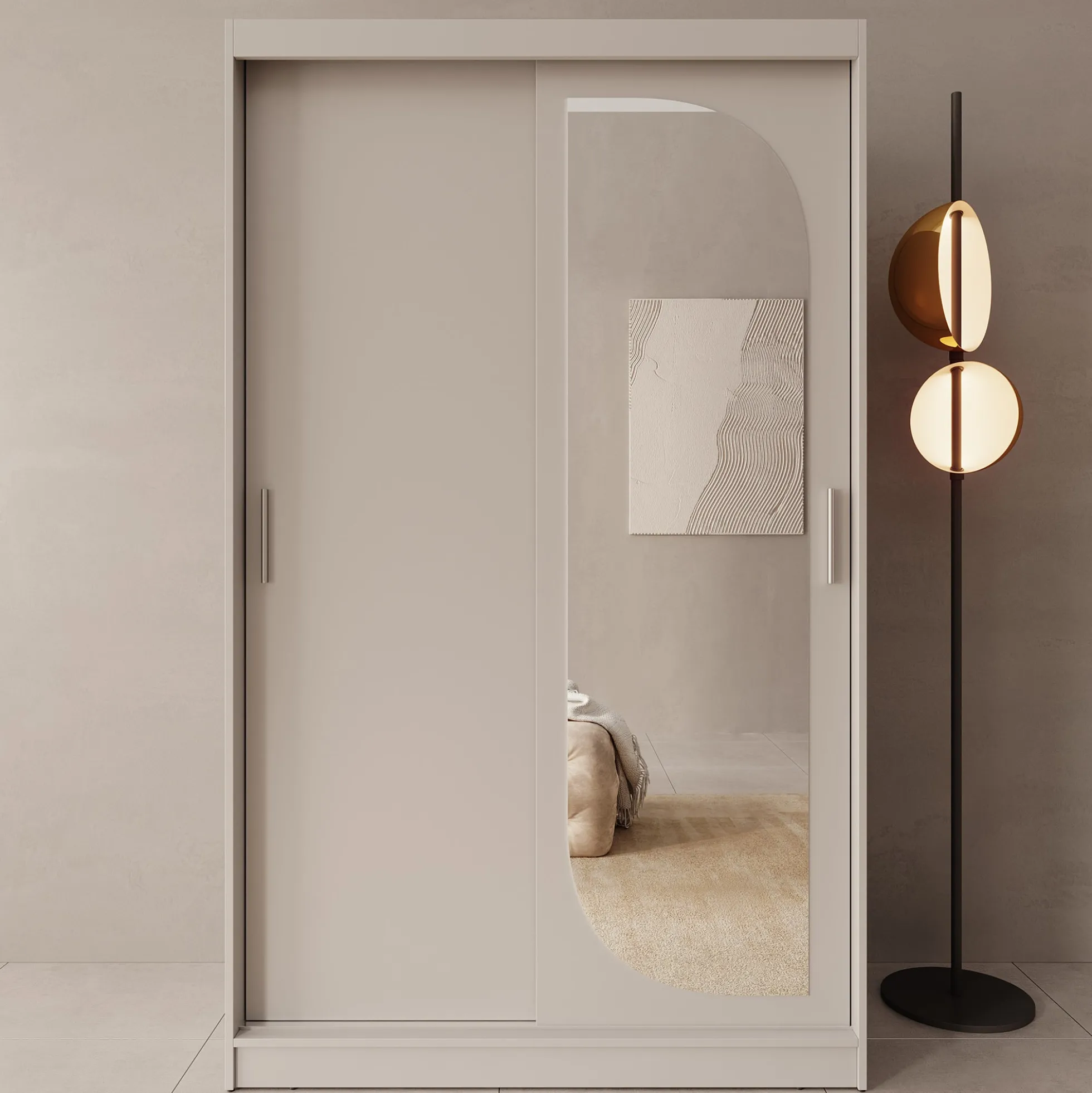 Lava - Kledingkast met 2 schuifdeuren - Beige - 120x62x200 cm