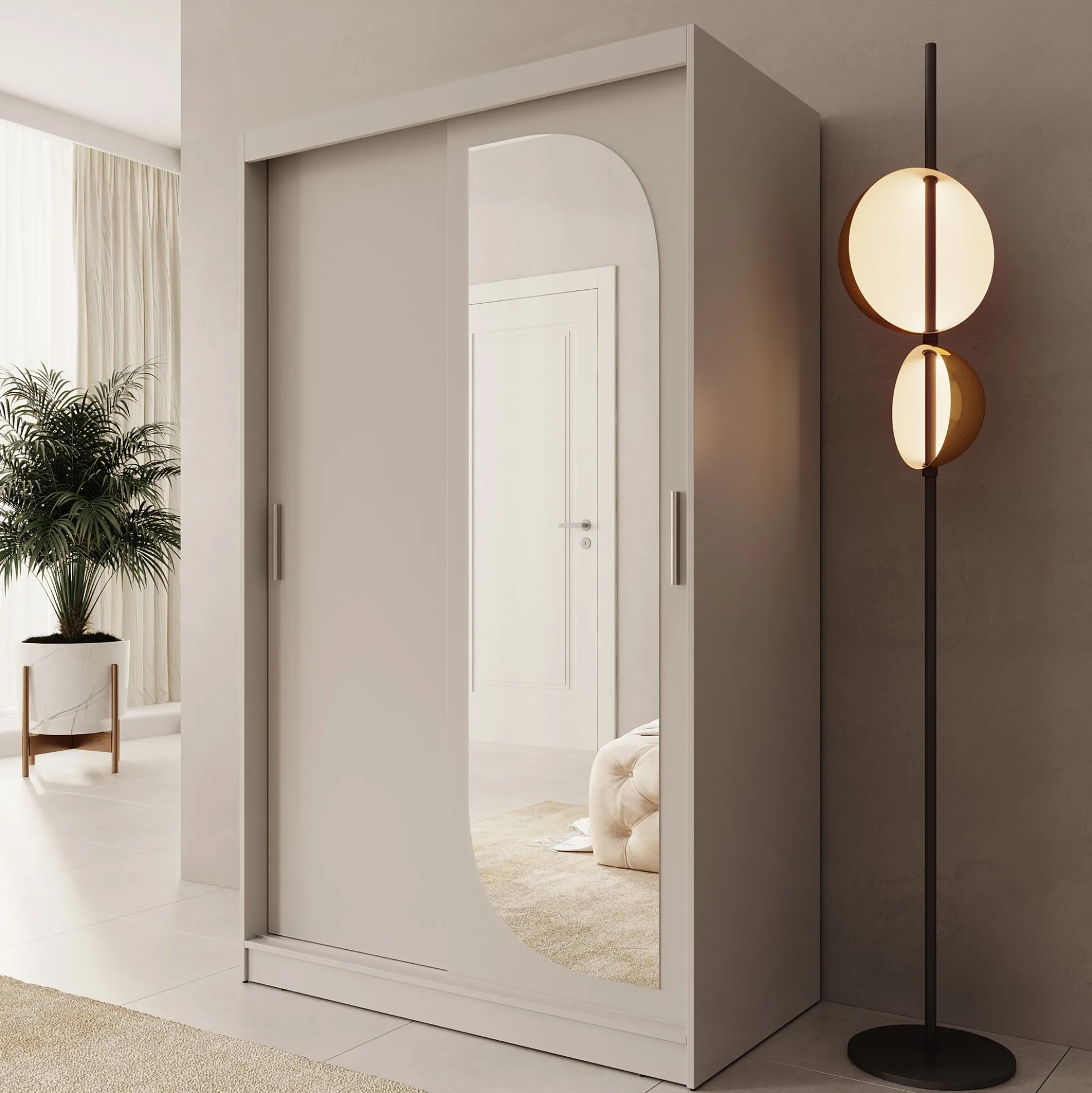 Lava - Kledingkast met 2 schuifdeuren - Beige - 120x62x200 cm