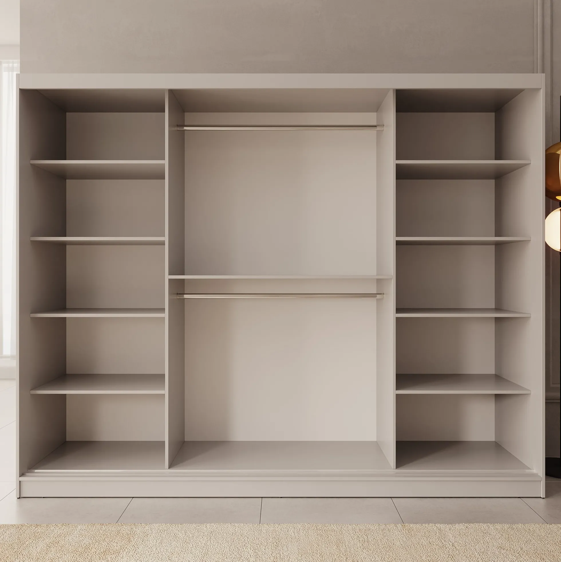 Lava - Kledingkast met 3 schuifdeuren - Beige - 250x62x200 cm