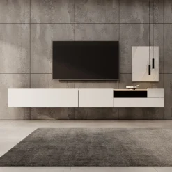 Lavar - TV-meubel - Wit/Eiken - 269x41x32 cm