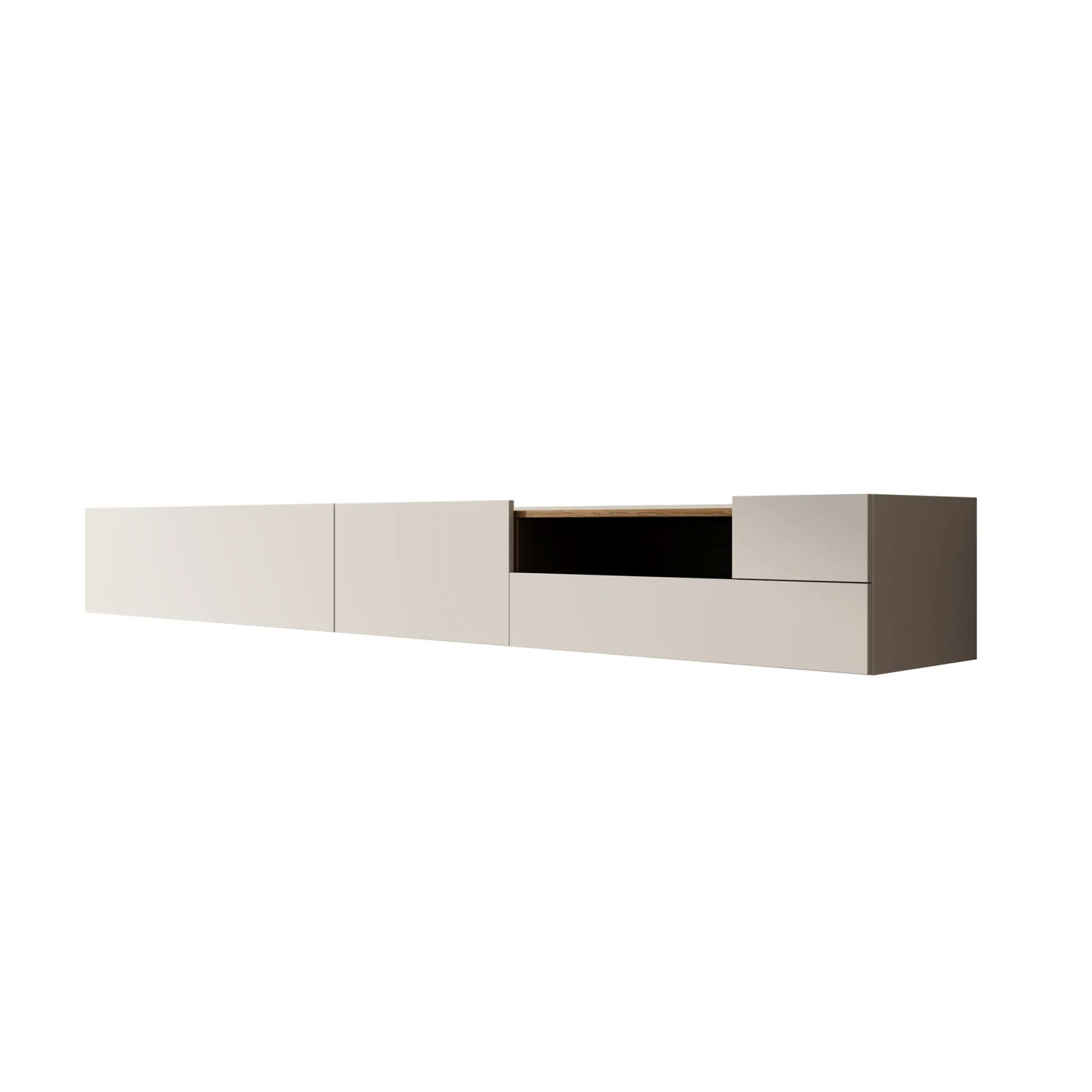Lavar - TV-meubel - Wit/Eiken - 269x41x32 cm