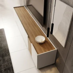 Lavar - TV-meubel - Wit/Eiken - 239x41x50 cm