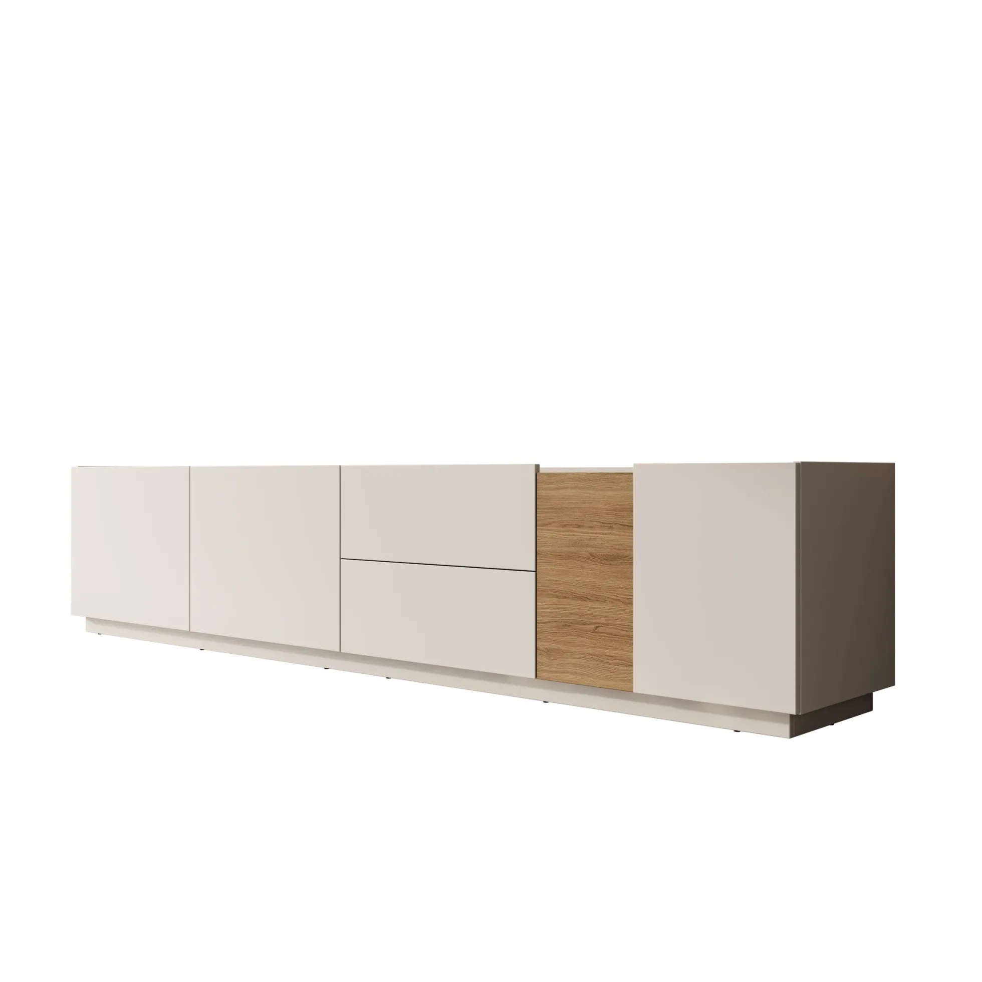 Lavar - TV-meubel - Wit/Eiken - 239x41x50 cm