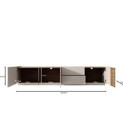 Lavar - TV-meubel - Wit/Eiken - 239x41x50 cm