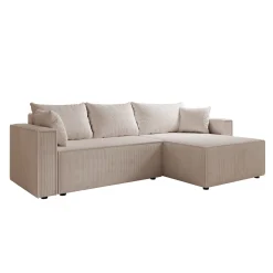 Lawrence - Hoekbank 3-zits met chaise longue - Ribstof beige - Rechts
