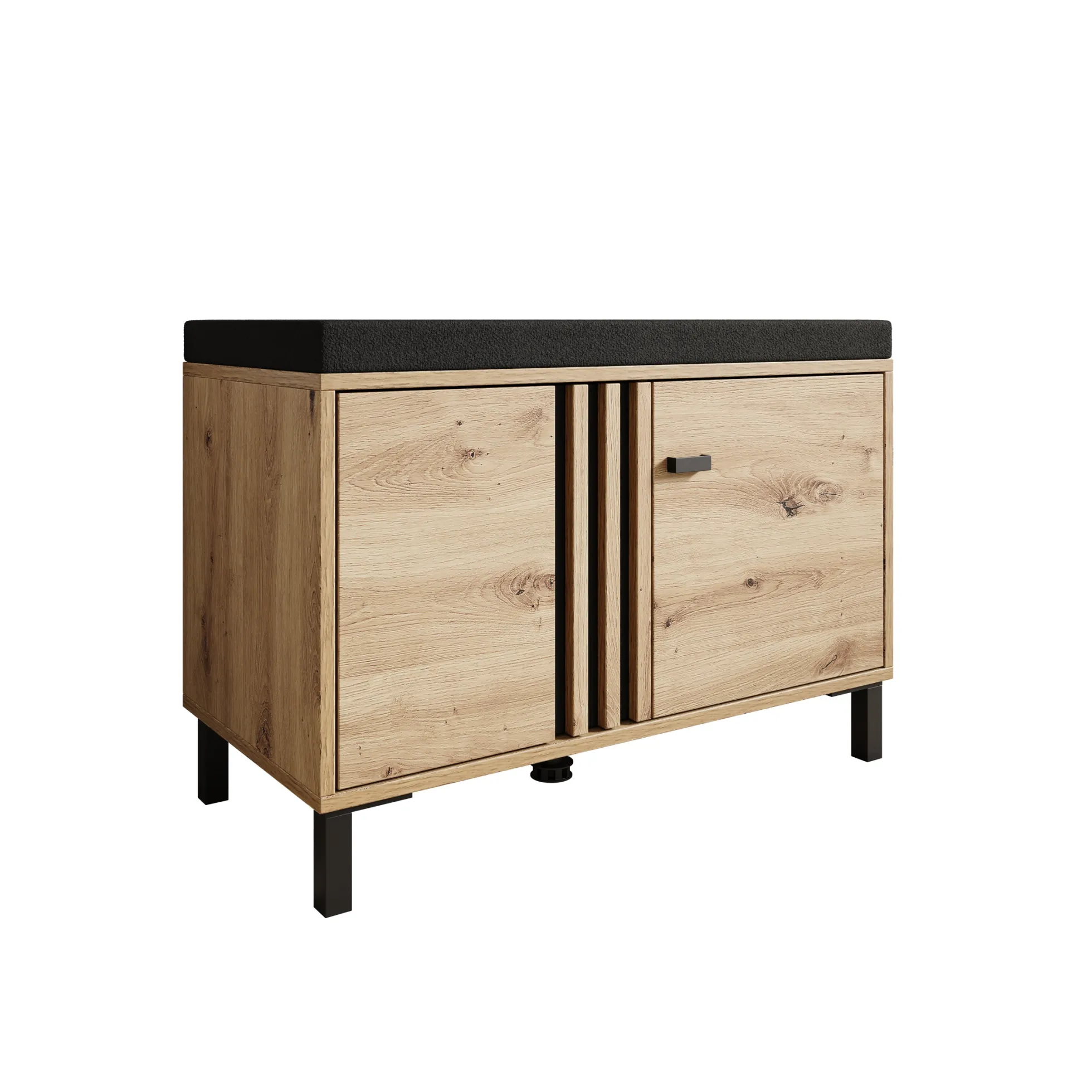 Lazuli - Schoenenkast met zitkussen - Eikenpatroon - 80x40x57 cm