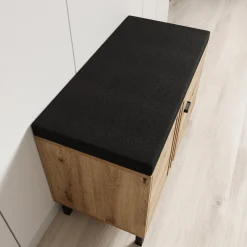 Lazuli - Schoenenkast met zitkussen - Eikenpatroon - 80x40x57 cm