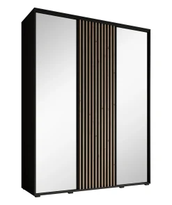 Leandro - Kledingkast met schuifdeuren - Zwart - 180x60x235 cm