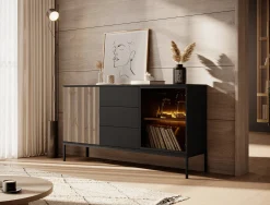 Legend 2 - Dressoir - Zwart/eiken - 154x39x83 cm
