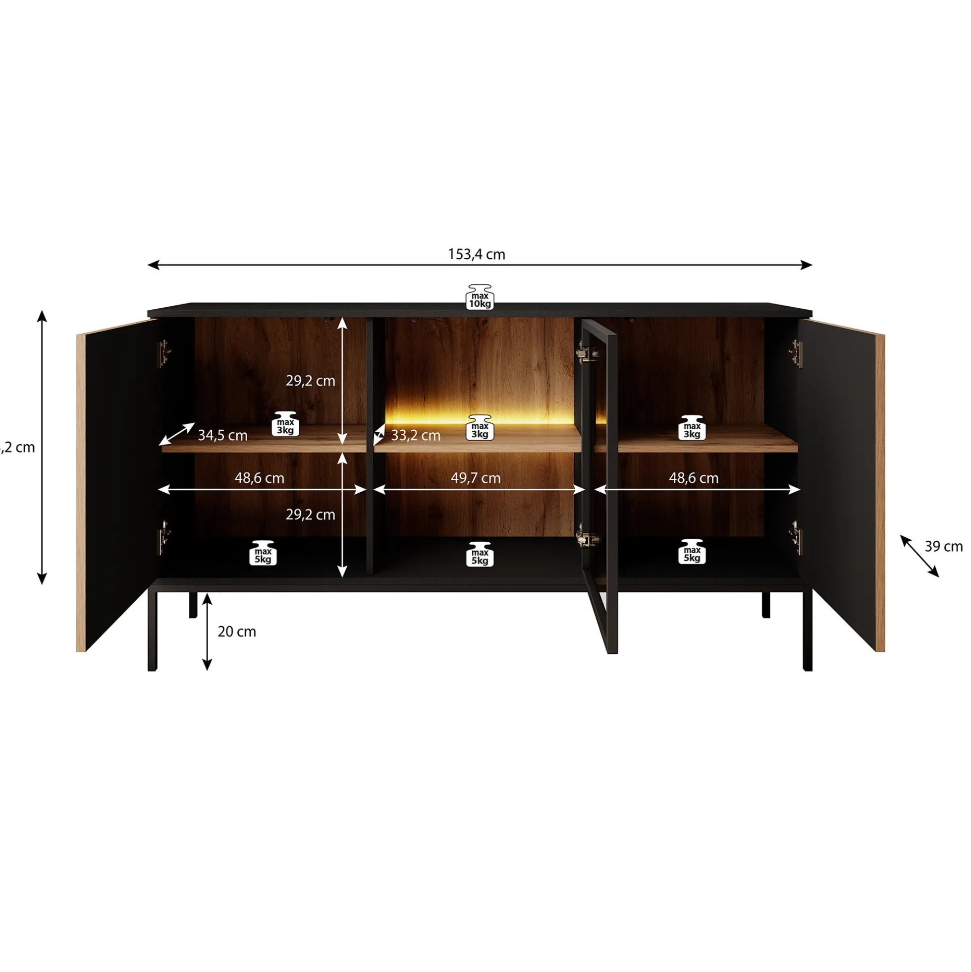 Legend - Dressoir - Beige - 153x39x83 cm
