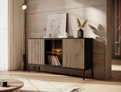 Legend - Dressoir - Zwart/eiken - 154x39x83 cm
