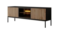 Legend - TV-Meubel met 3 deuren - Mat zwart/eiken - 154 cm