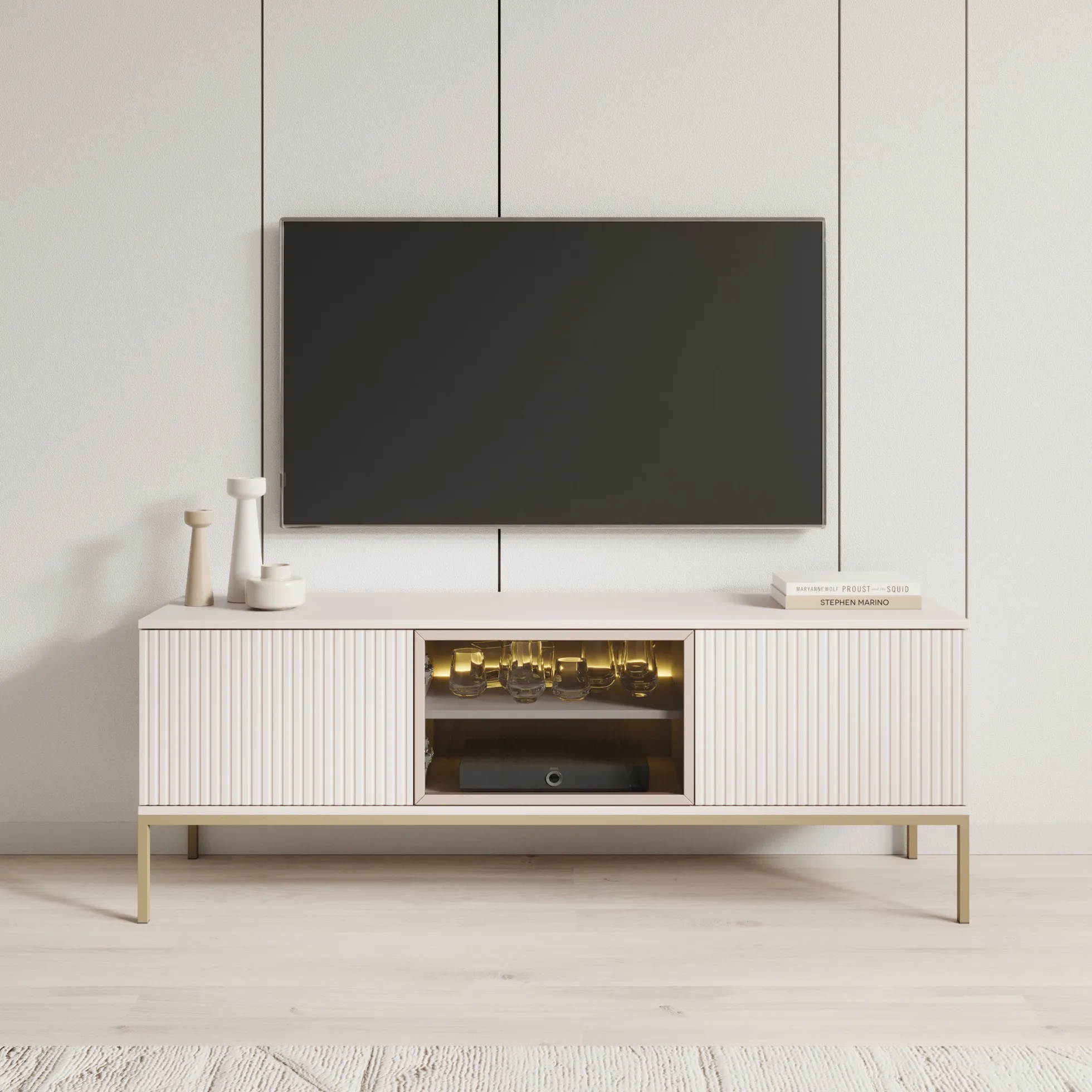 Legend - TV-Meubel met 3 deuren - Beige - 154 cm
